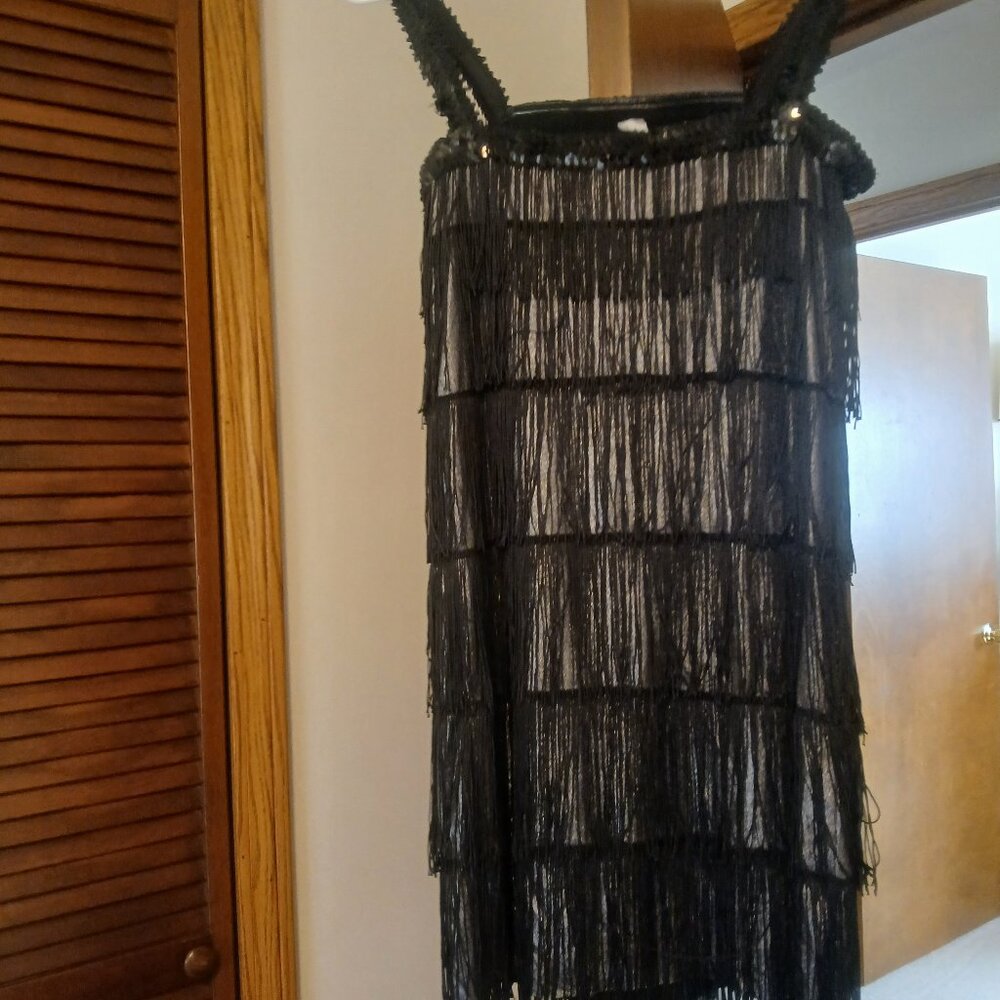short black fringed and sequin dress Adult size small